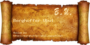 Berghoffer Ubul névjegykártya
